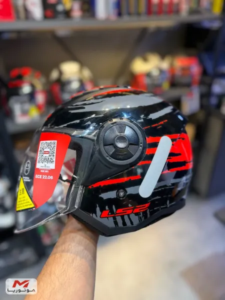 کلاه کاسکت LS2 مدل Airflow II مشکی قرمز بلوتوث دار